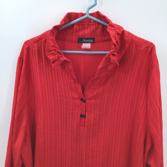Moonlight by Y&S Popover Top XXL Red Goth Wired Collar Crinkle Pleated Sharkbite - Picture 4 of 13